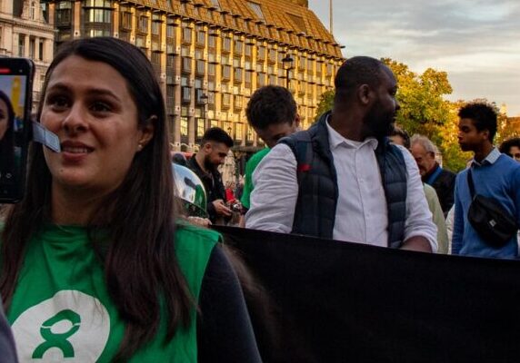 Anti-famine protesters in Parliament Square. Credit: Action Against Hunger