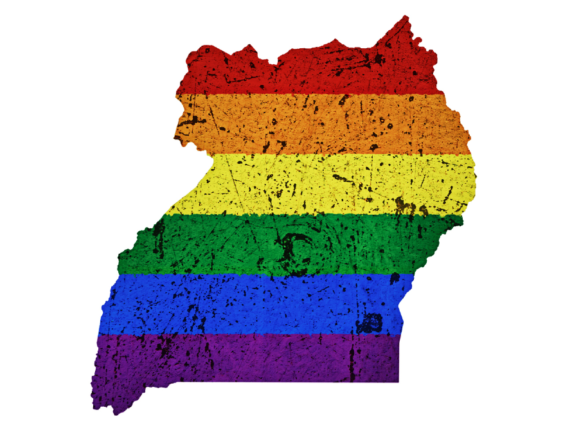 Uganda map in LGBTQ+ colours