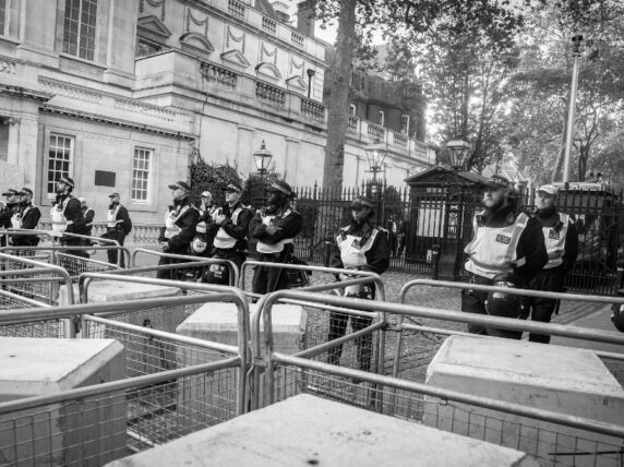 British police outside the Israeli Embassy in London. Credit: Alisdare Hickson