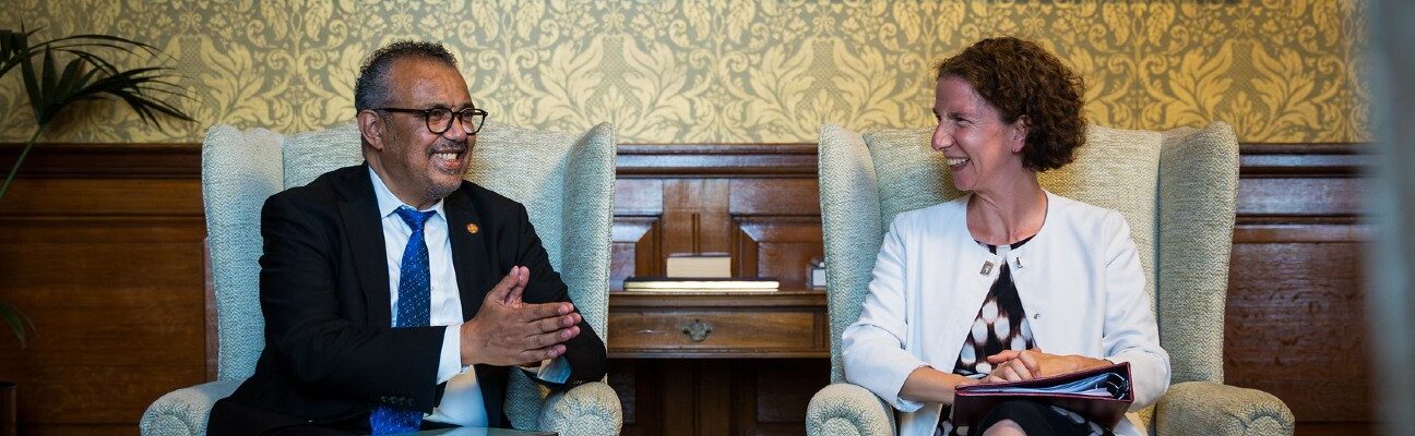 International Development Minister Anneliese Dodds meets WHO Director-General Dr Tedros Adhanom Ghebreyesus. Credit: FCDO