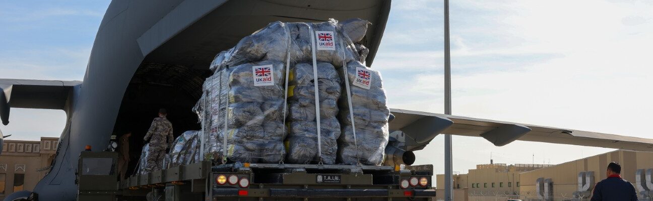 Qatar Emiri Air Force flight packing UK aid whilst on a visit to Qatar. Picture: Rory Arnold/No10 Downing Street