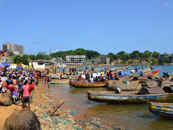 Fishing boats at Man of War Bay, Aberdeen, Freetown, Sierra Leone