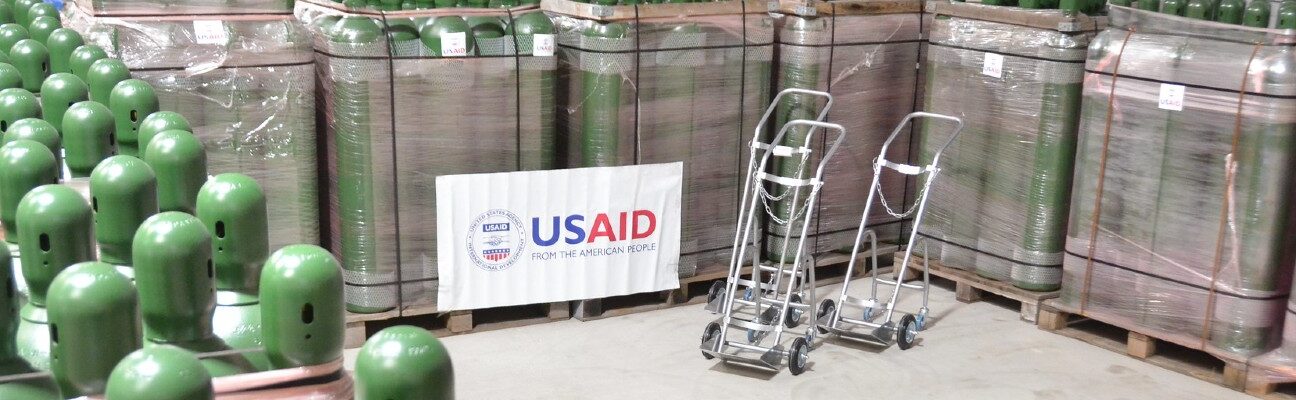 Oxygen canisters in a Haiti hospital. Credit: USAID/Haiti