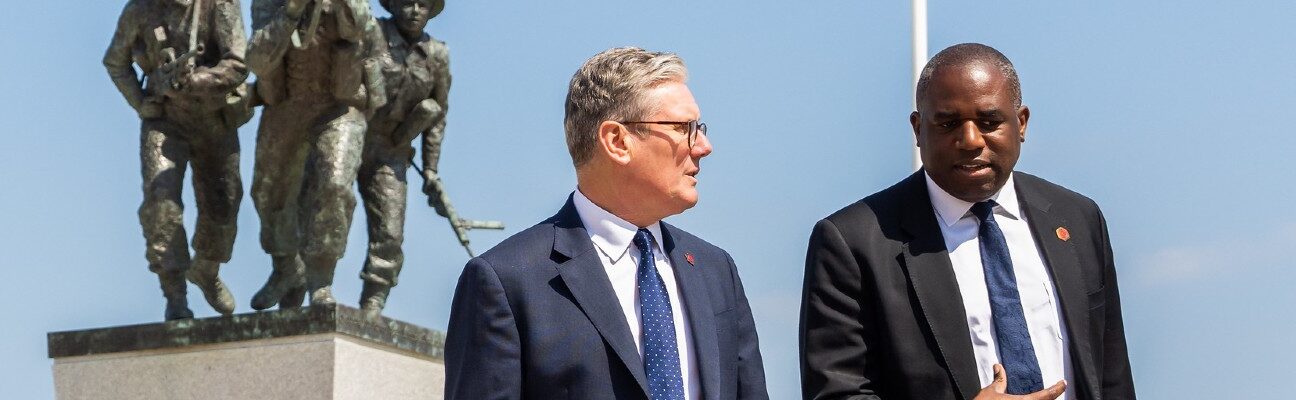 Keir Starmer, leader of the Labour Party, and David Lammy, Shadow Foreign Secretary, at the British Normandy memorial, on the 80th anniversary of D-Day. Picture date: Thursday June 6, 2024.